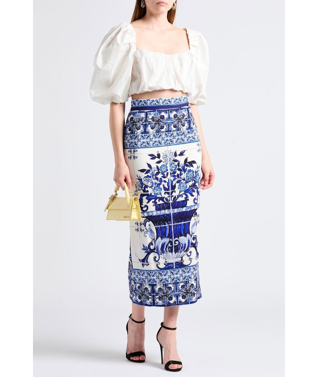 DOLCE&GABBANA Синяя юбка миди, фото 6
