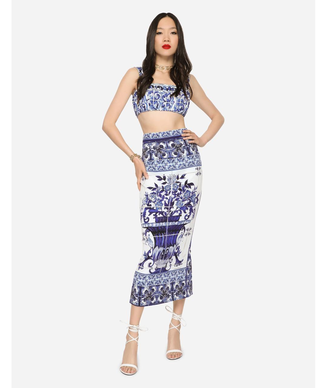DOLCE&GABBANA Синяя юбка миди, фото 2