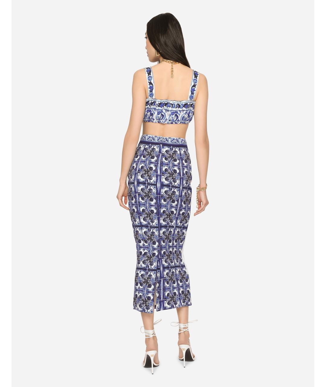 DOLCE&GABBANA Синяя юбка миди, фото 4