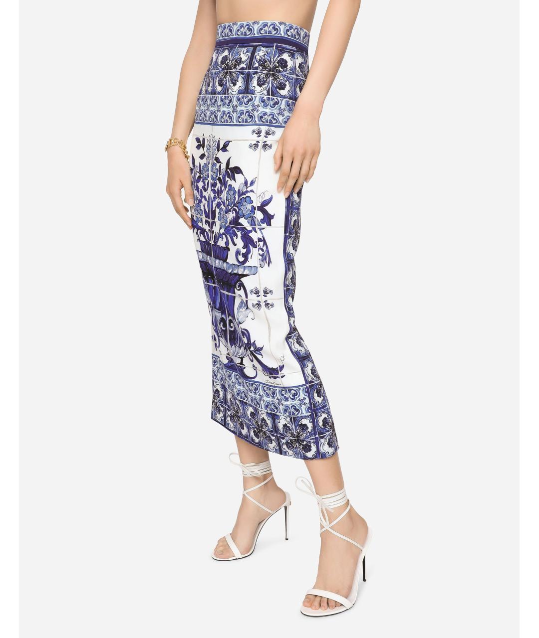 DOLCE&GABBANA Синяя юбка миди, фото 5