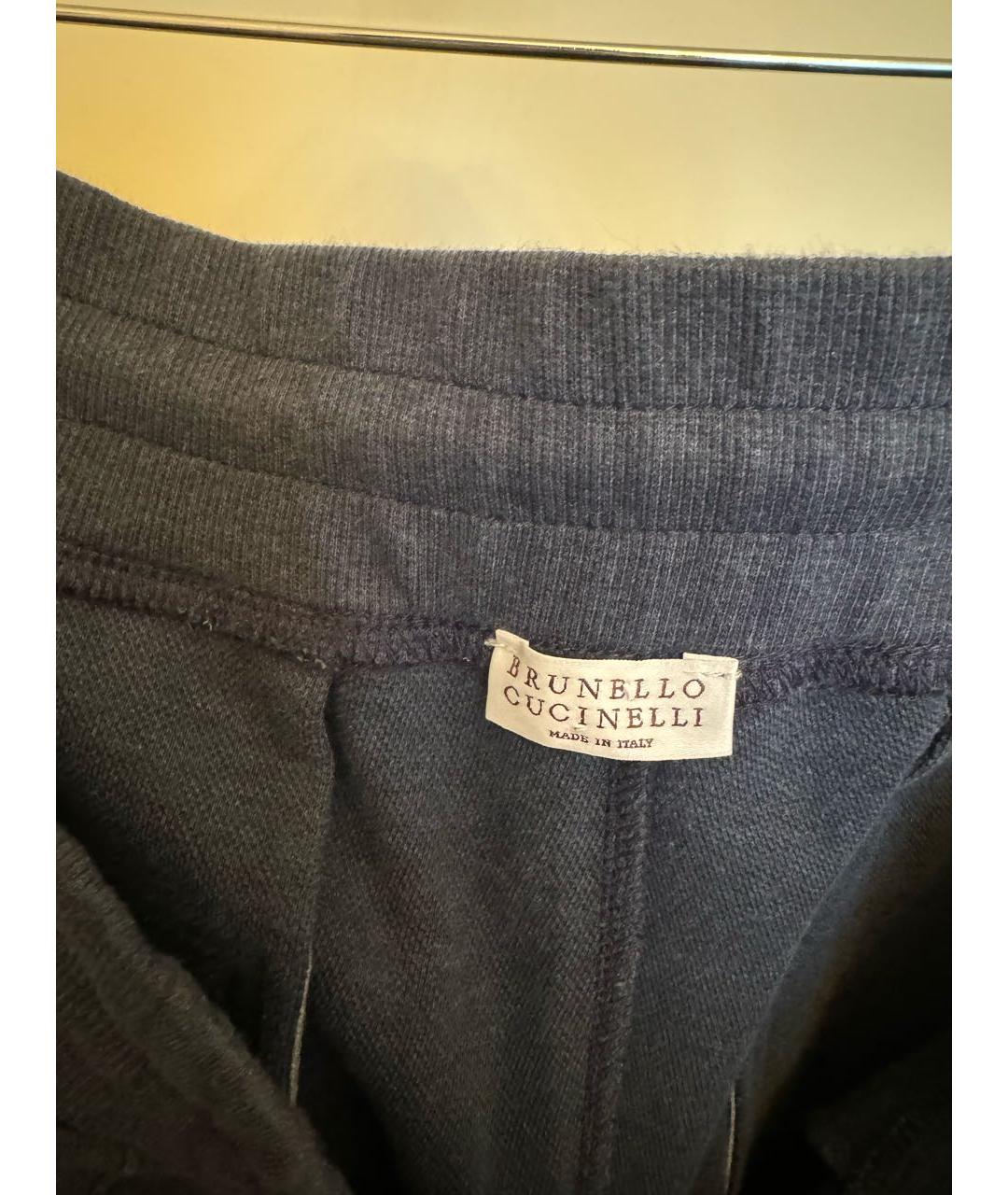 BRUNELLO CUCINELLI Темно-синие хлопковые повседневные брюки, фото 3