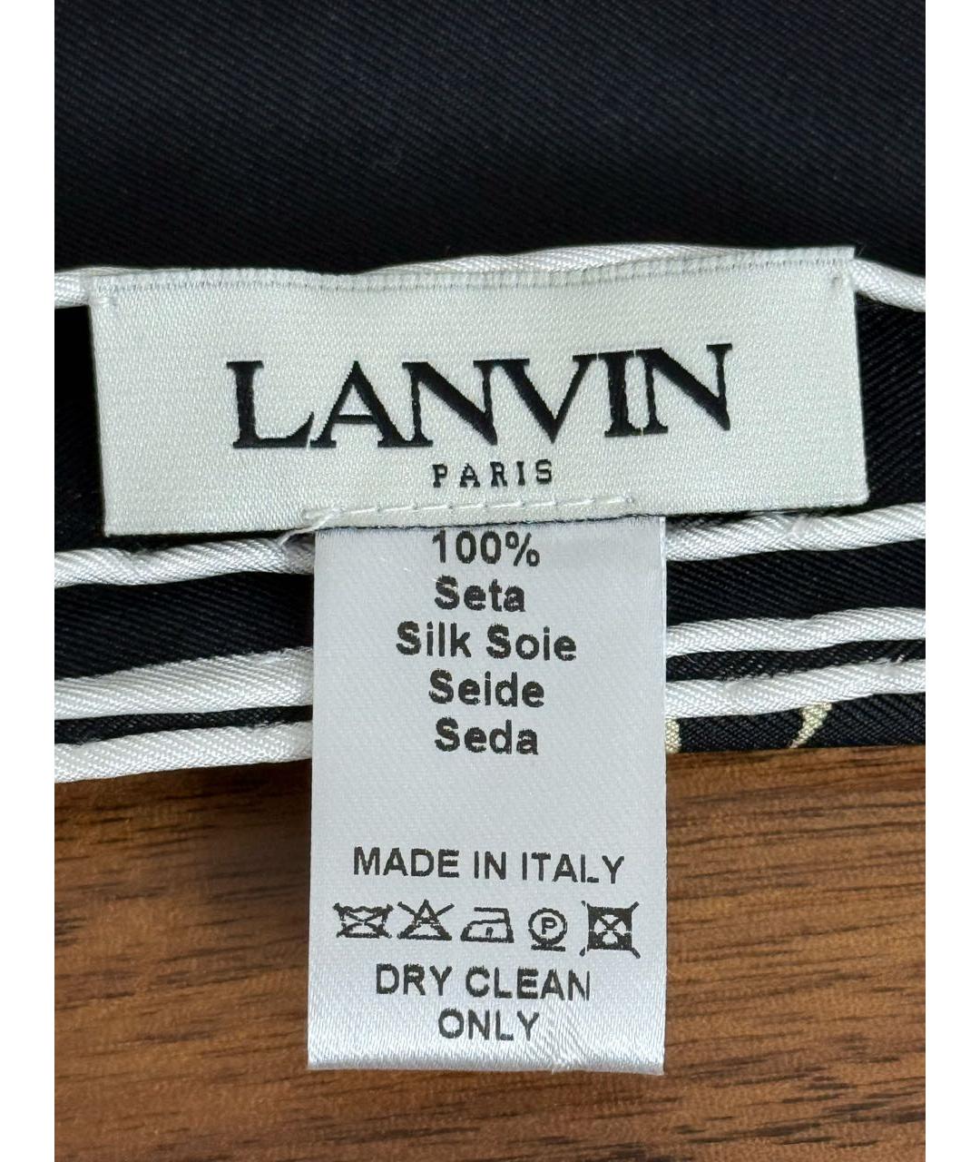 LANVIN Черный шелковый платок, фото 4