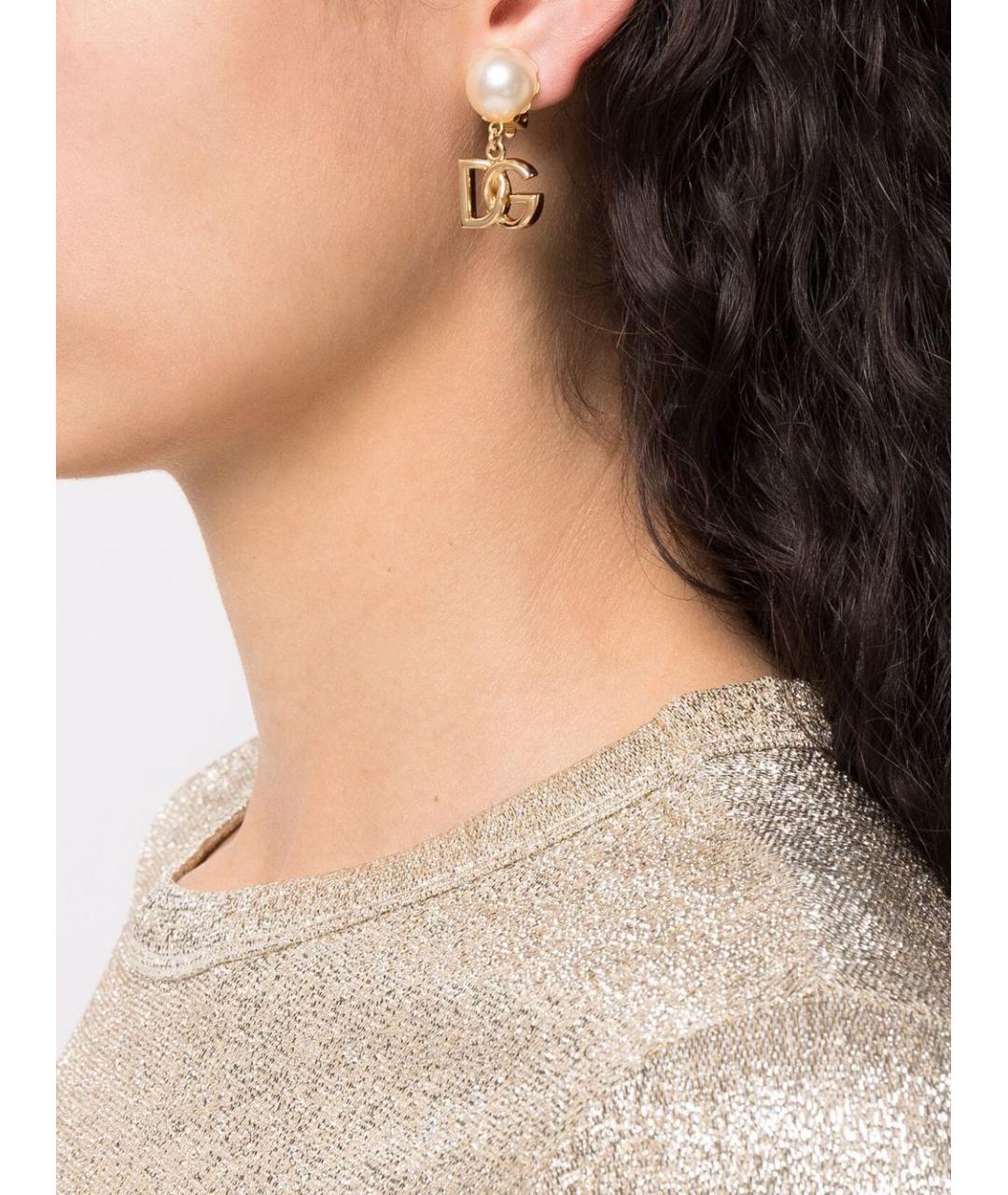 DOLCE&GABBANA Золотые металлические серьги, фото 2