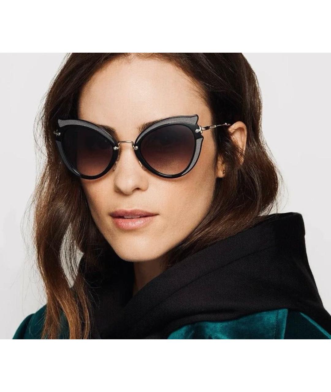 MIU MIU Черные металлические солнцезащитные очки, фото 5