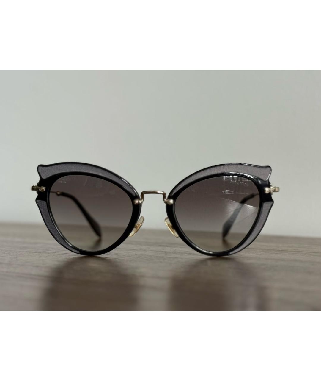 MIU MIU Черные металлические солнцезащитные очки, фото 7