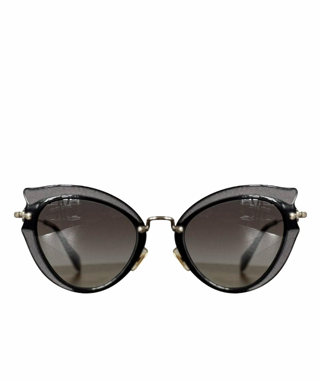 MIU MIU Черные металлические солнцезащитные очки, фото 1