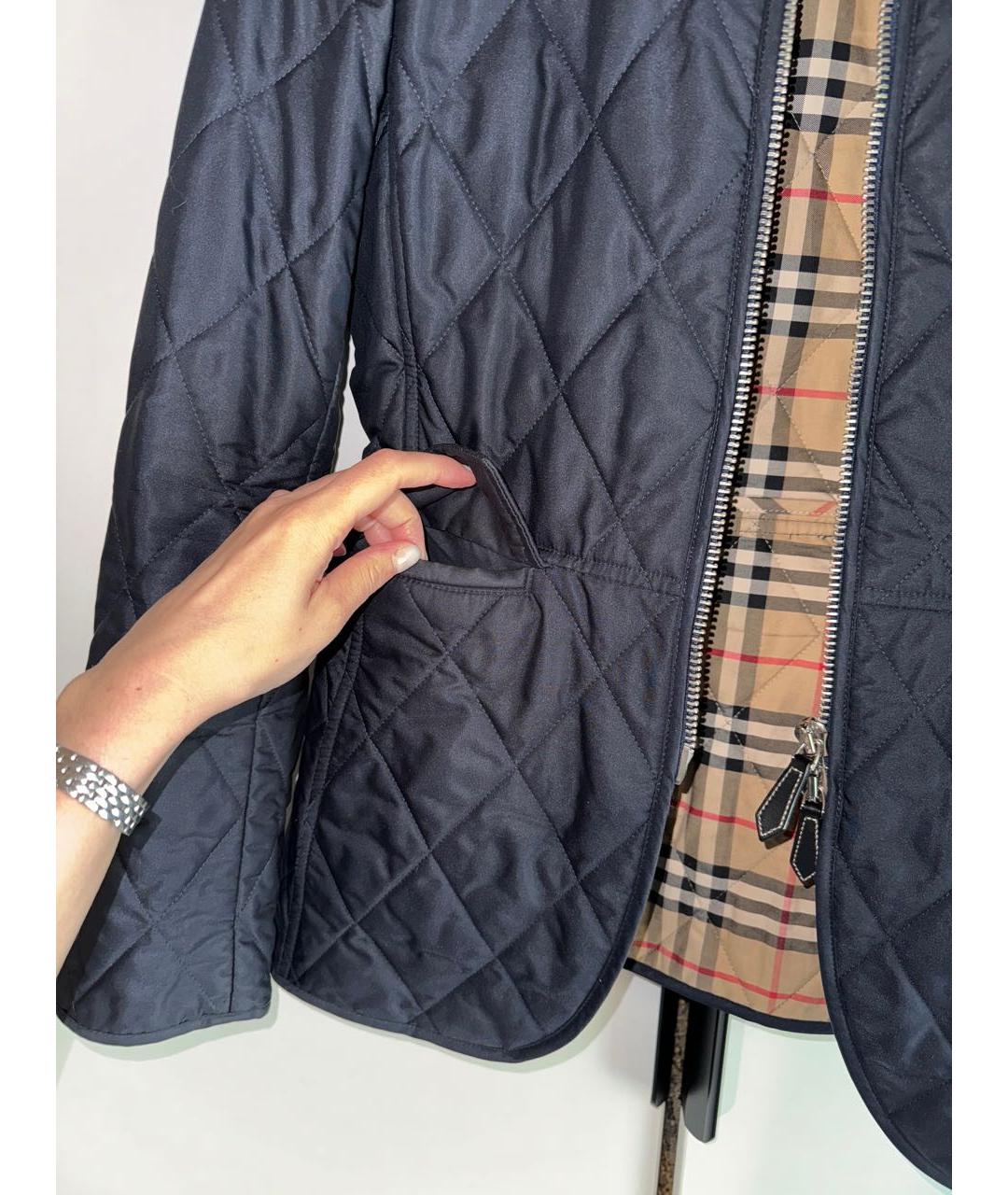 BURBERRY Темно-синяя полиэстеровая куртка, фото 7