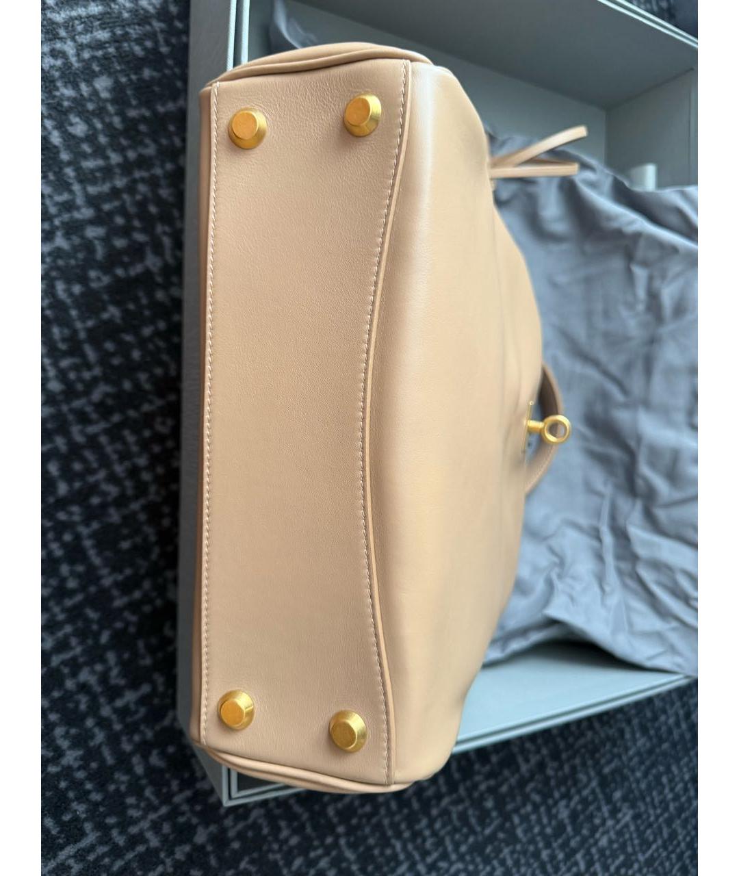 BALENCIAGA Бежевая кожаная сумка через плечо, фото 4