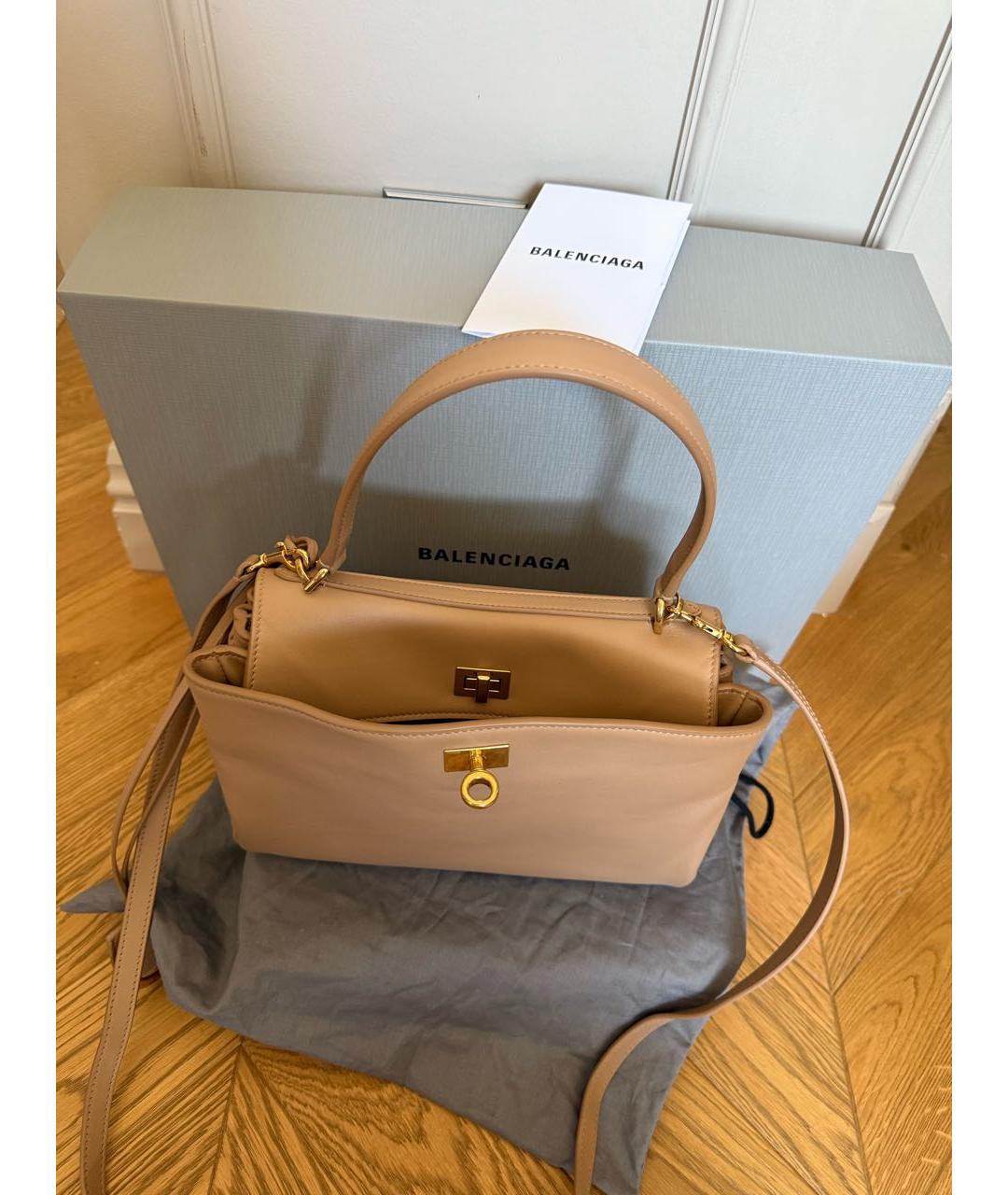 BALENCIAGA Бежевая кожаная сумка через плечо, фото 6