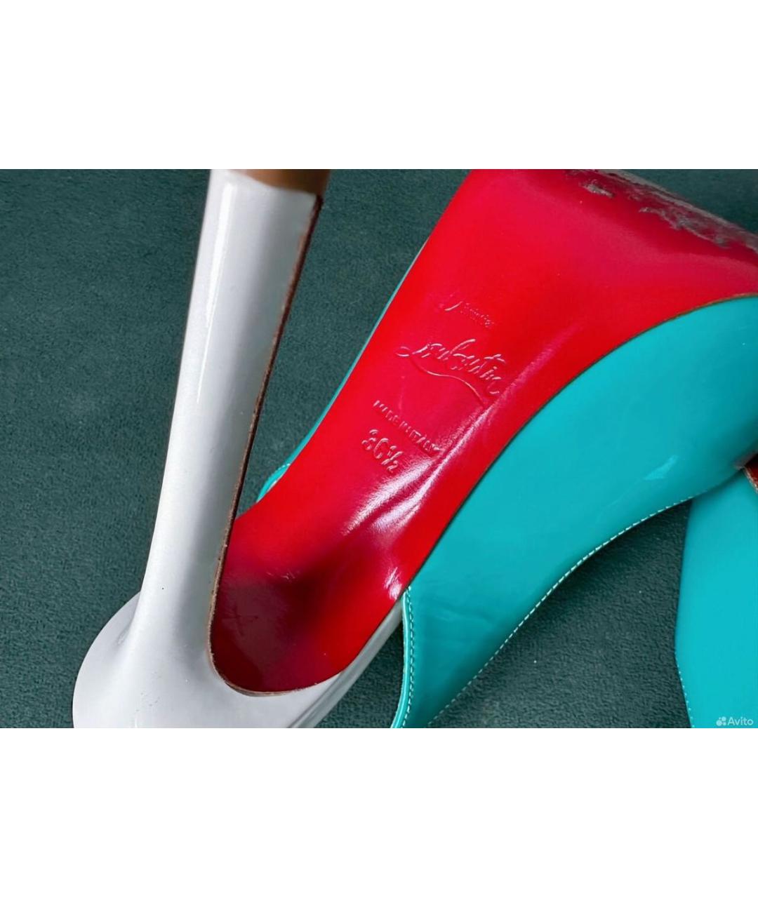 CHRISTIAN LOUBOUTIN Бирюзовые босоножки из лакированной кожи, фото 4