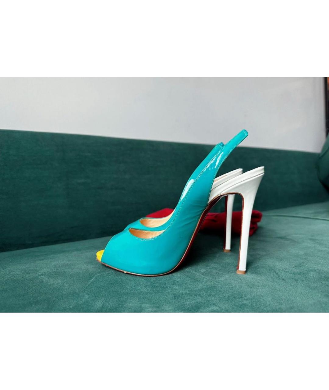 CHRISTIAN LOUBOUTIN Бирюзовые босоножки из лакированной кожи, фото 2