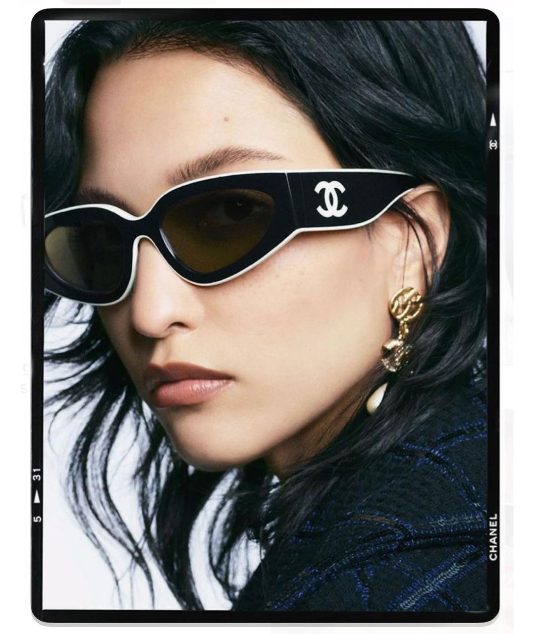 CHANEL Черные пластиковые солнцезащитные очки, фото 5