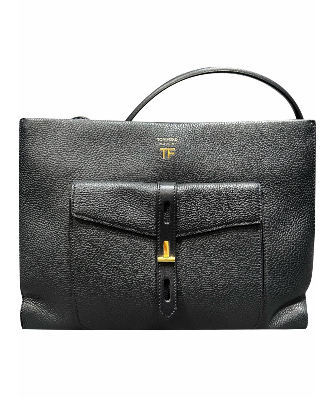 TOM FORD Черная кожаная сумка тоут, фото 1