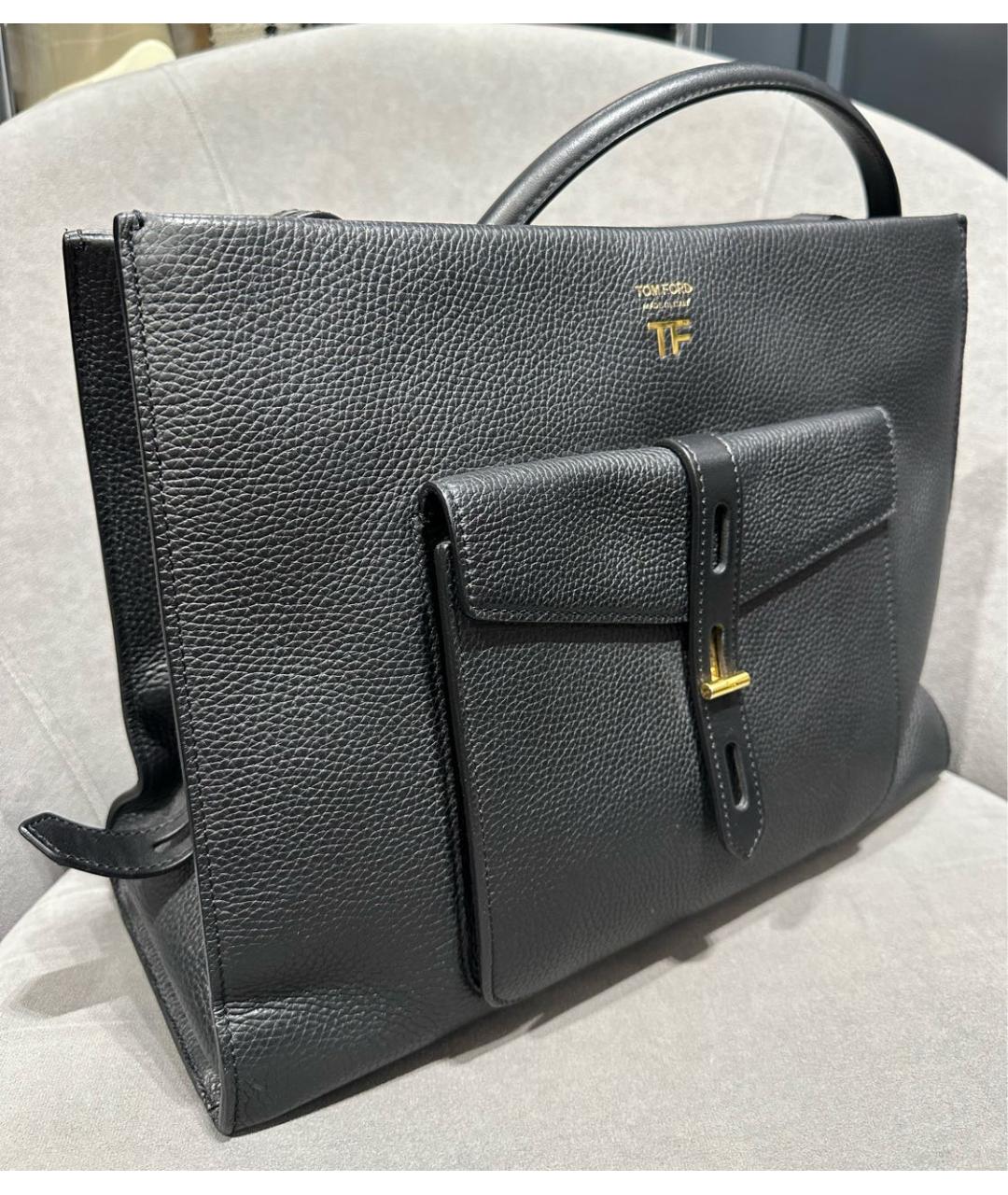 TOM FORD Черная кожаная сумка тоут, фото 2