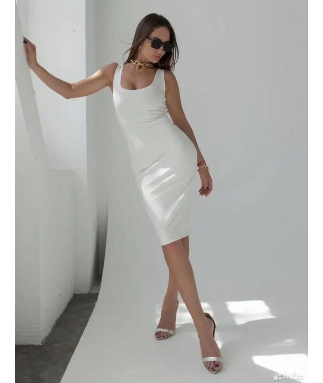 CALVIN KLEIN Белое хлопковое платье, фото 3
