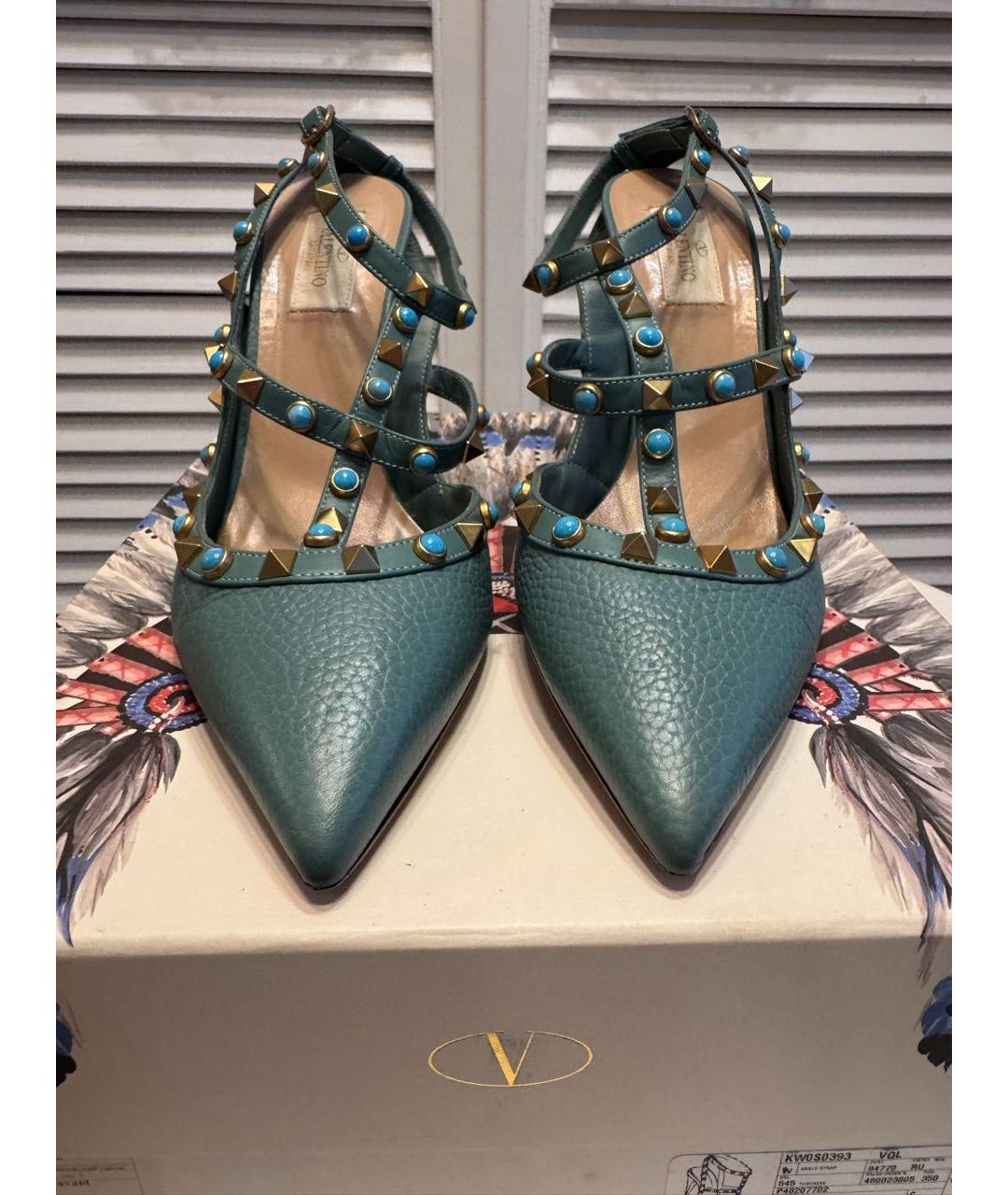 VALENTINO Бирюзовые кожаные туфли, фото 2