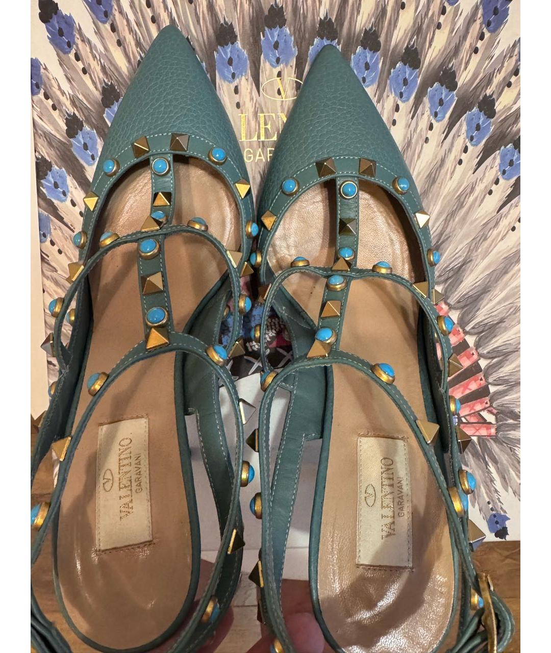 VALENTINO Бирюзовые кожаные туфли, фото 3