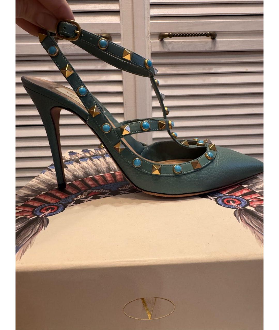 VALENTINO Бирюзовые кожаные туфли, фото 9