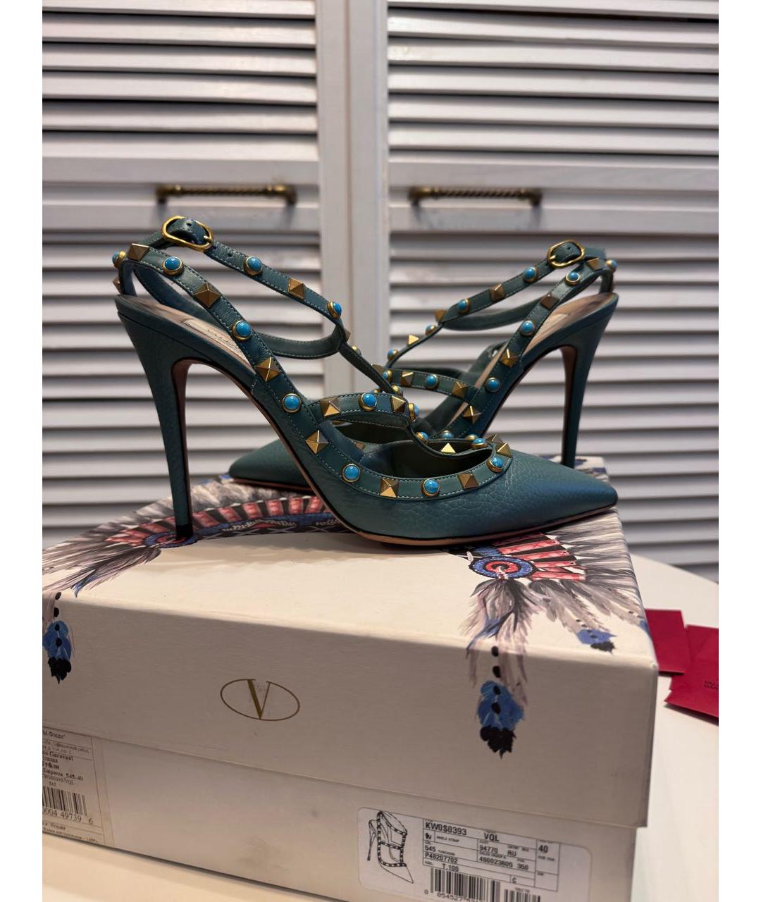 VALENTINO Бирюзовые кожаные туфли, фото 6