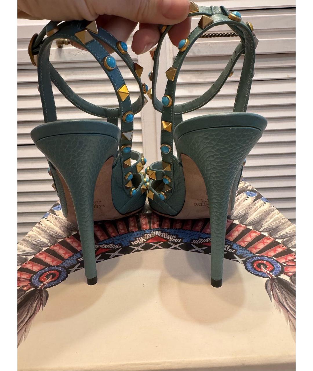 VALENTINO Бирюзовые кожаные туфли, фото 4