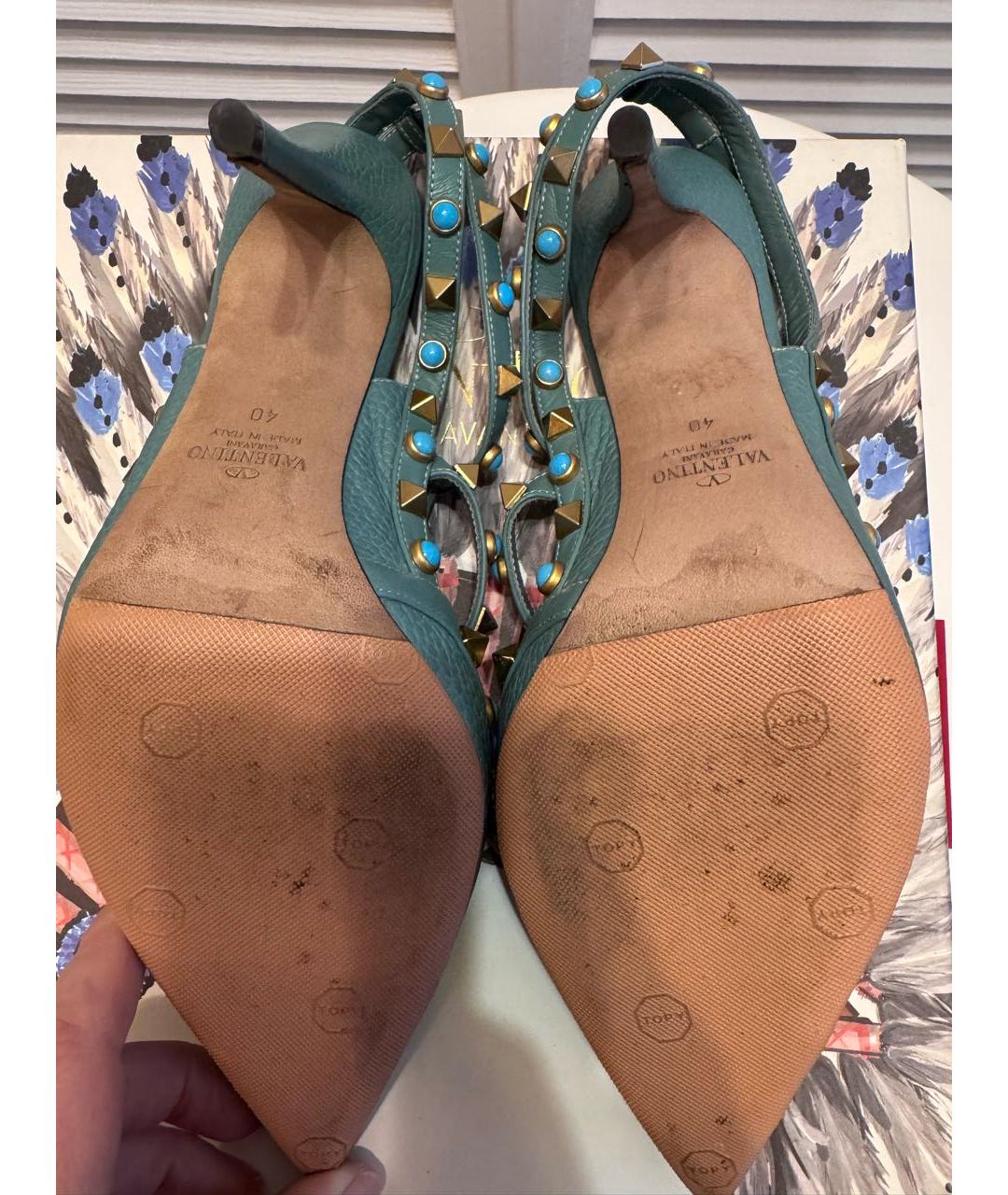 VALENTINO Бирюзовые кожаные туфли, фото 5