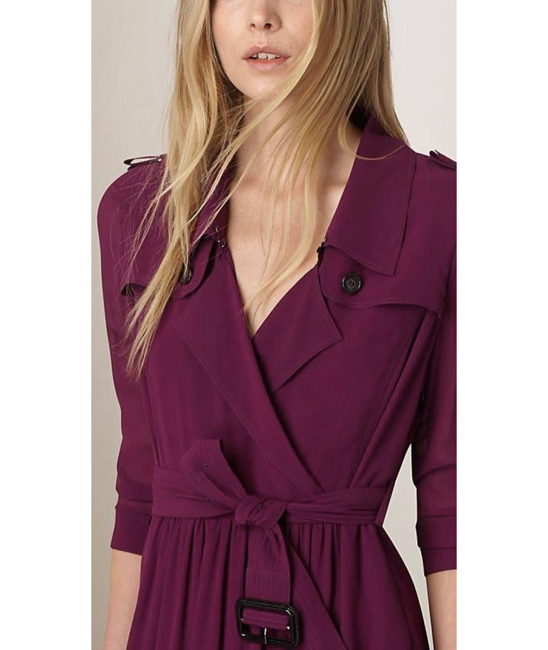 BURBERRY Фиолетовое шелковое повседневное платье, фото 6