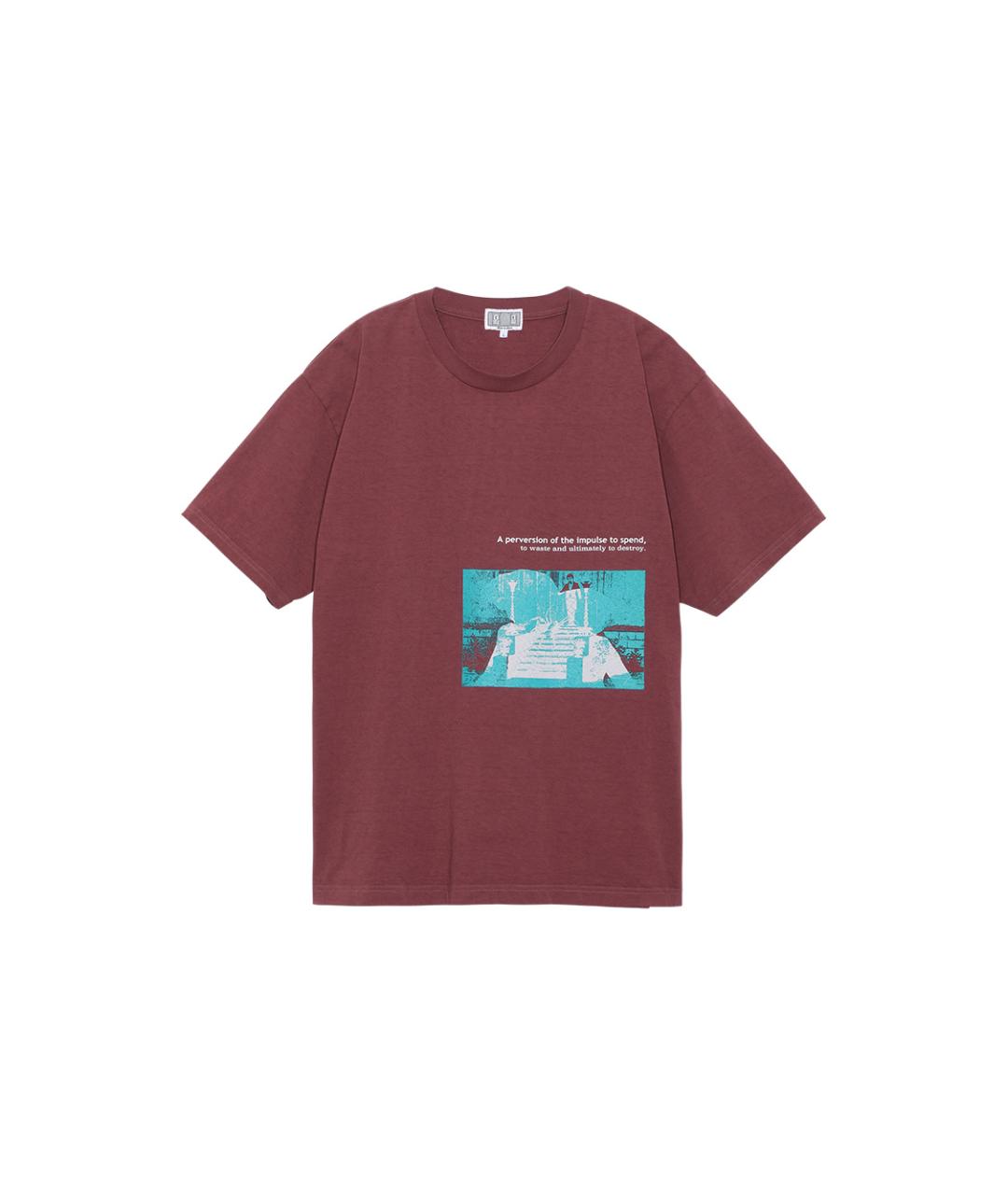 CAV EMPT Бордовая хлопковая футболка, фото 1