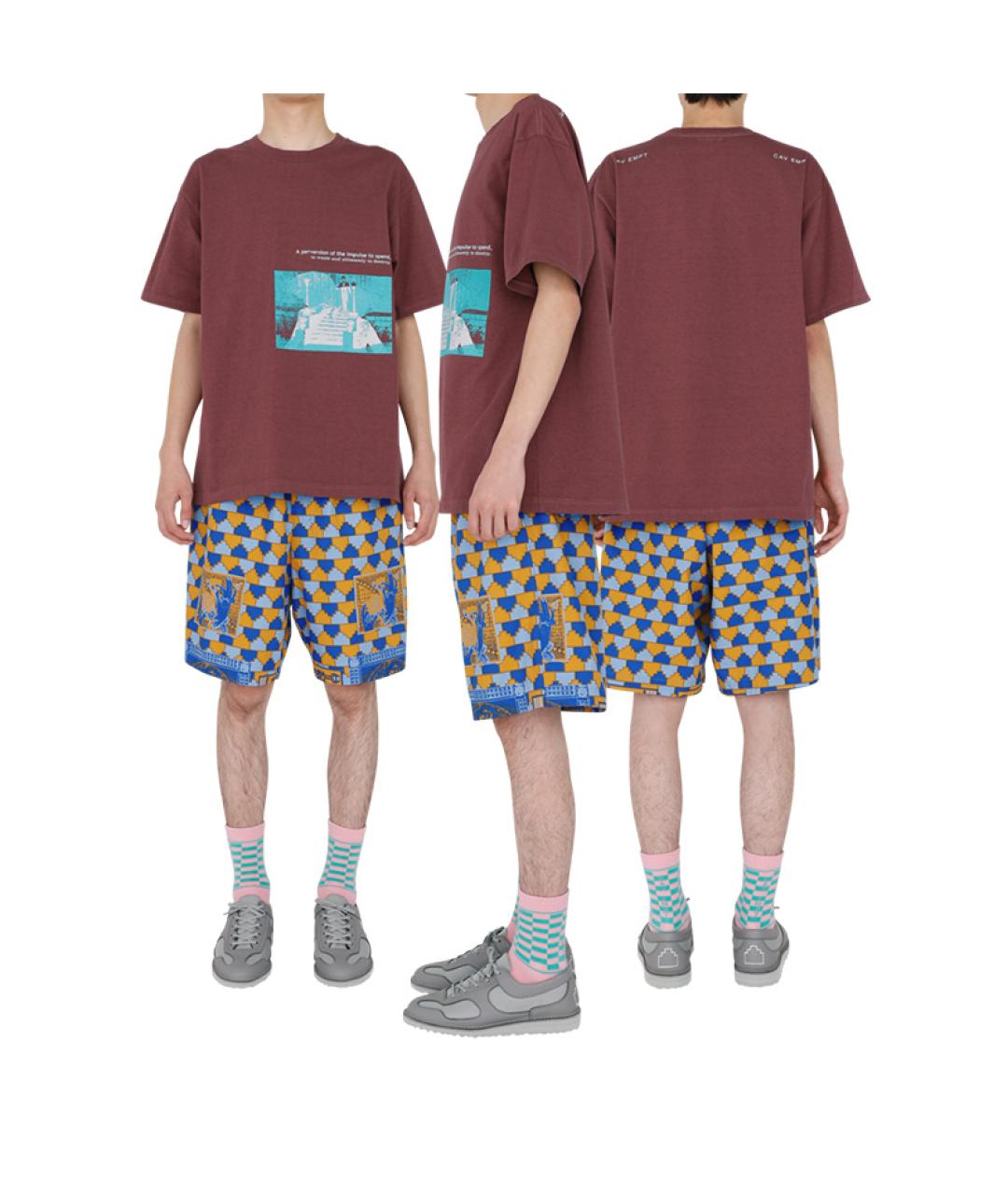 CAV EMPT Бордовая хлопковая футболка, фото 3