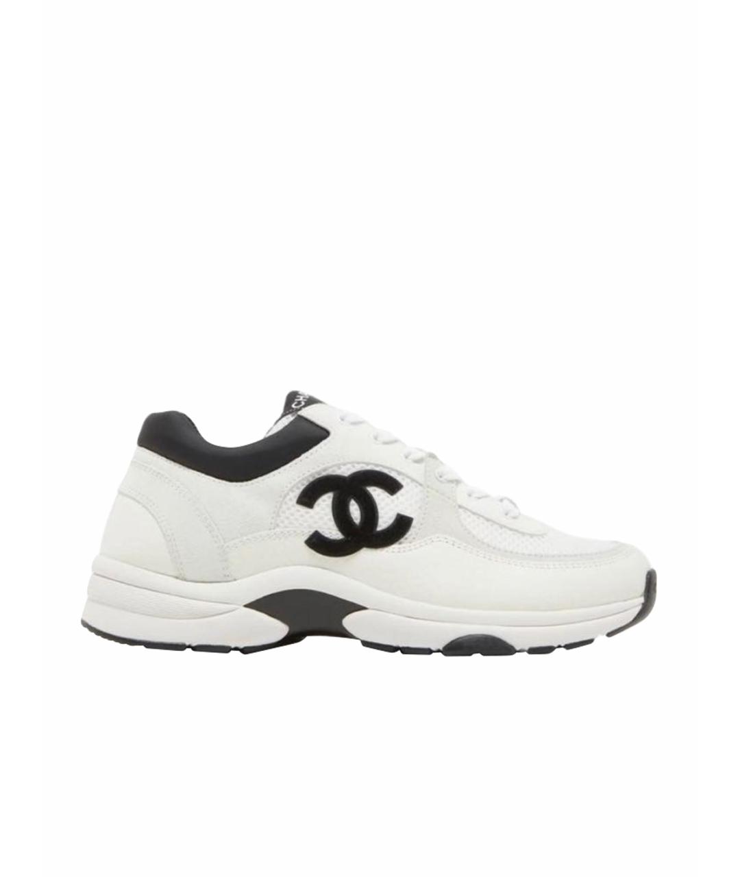 CHANEL Белые кожаные кроссовки, фото 1