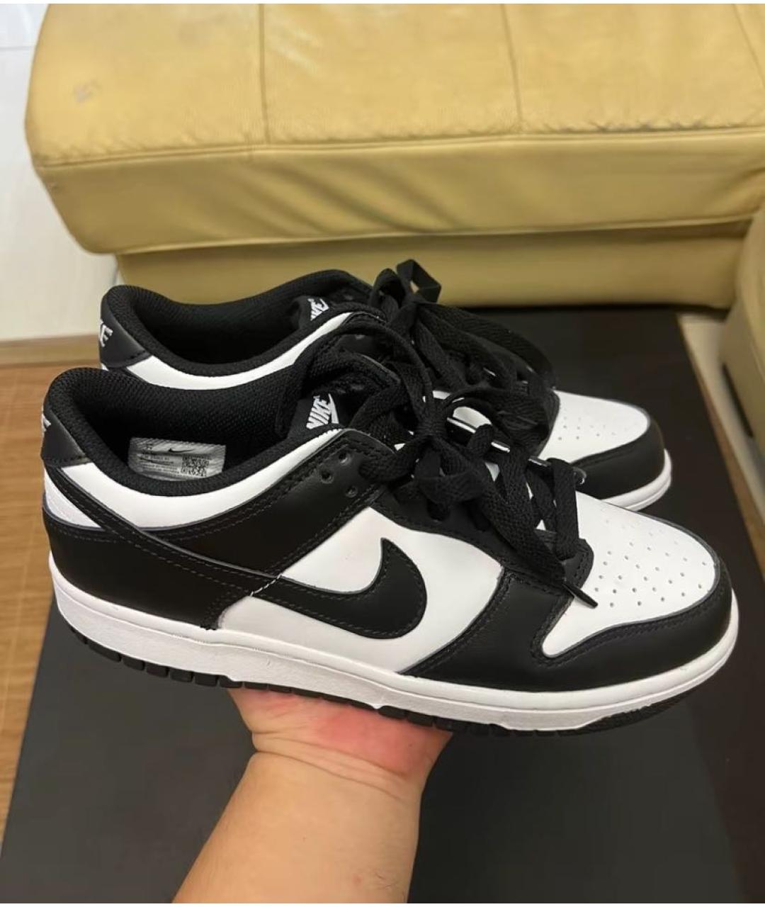 NIKE Черные кожаные низкие кроссовки / кеды, фото 5