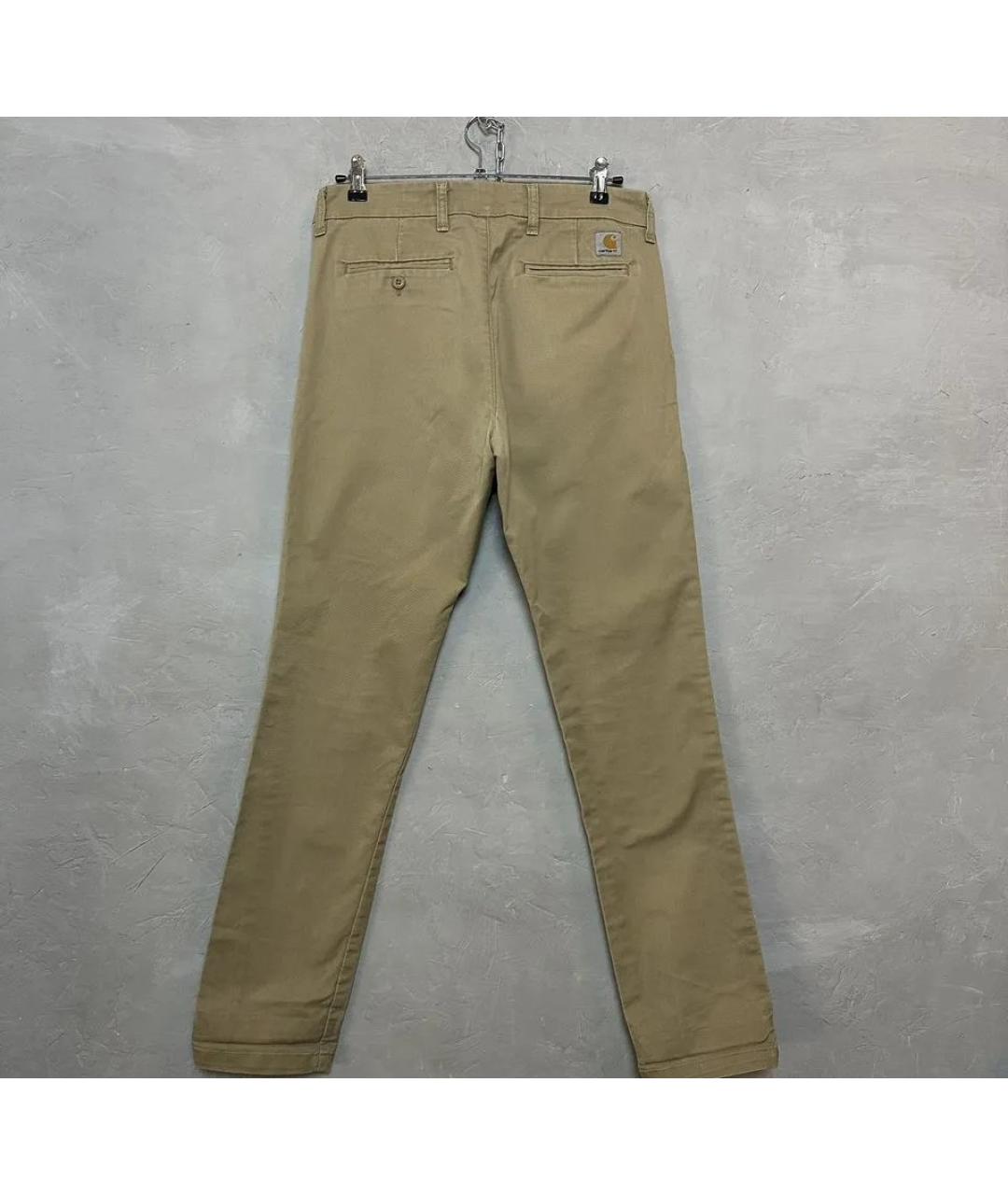 CARHARTT Бежевые хлопко-эластановые брюки чинос, фото 2