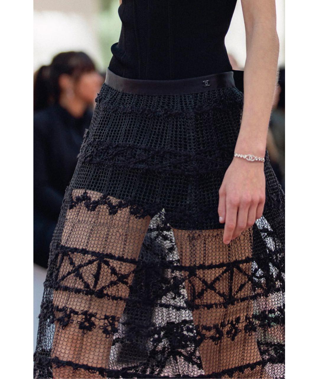 CHANEL Черная кружевная юбка миди, фото 3