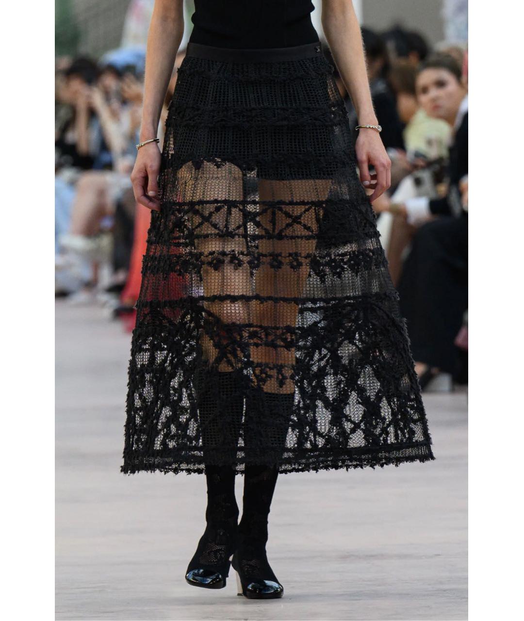 CHANEL Черная кружевная юбка миди, фото 6