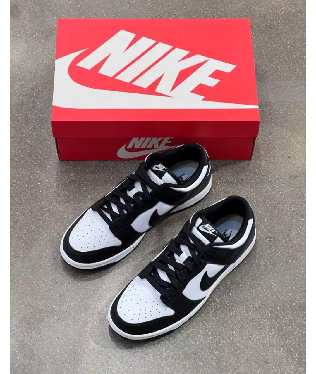 NIKE Черные кожаные низкие кроссовки / кеды, фото 5