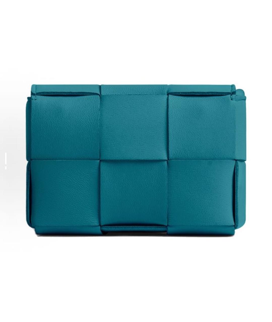 BOTTEGA VENETA Бирюзовая кожаная сумка через плечо, фото 2