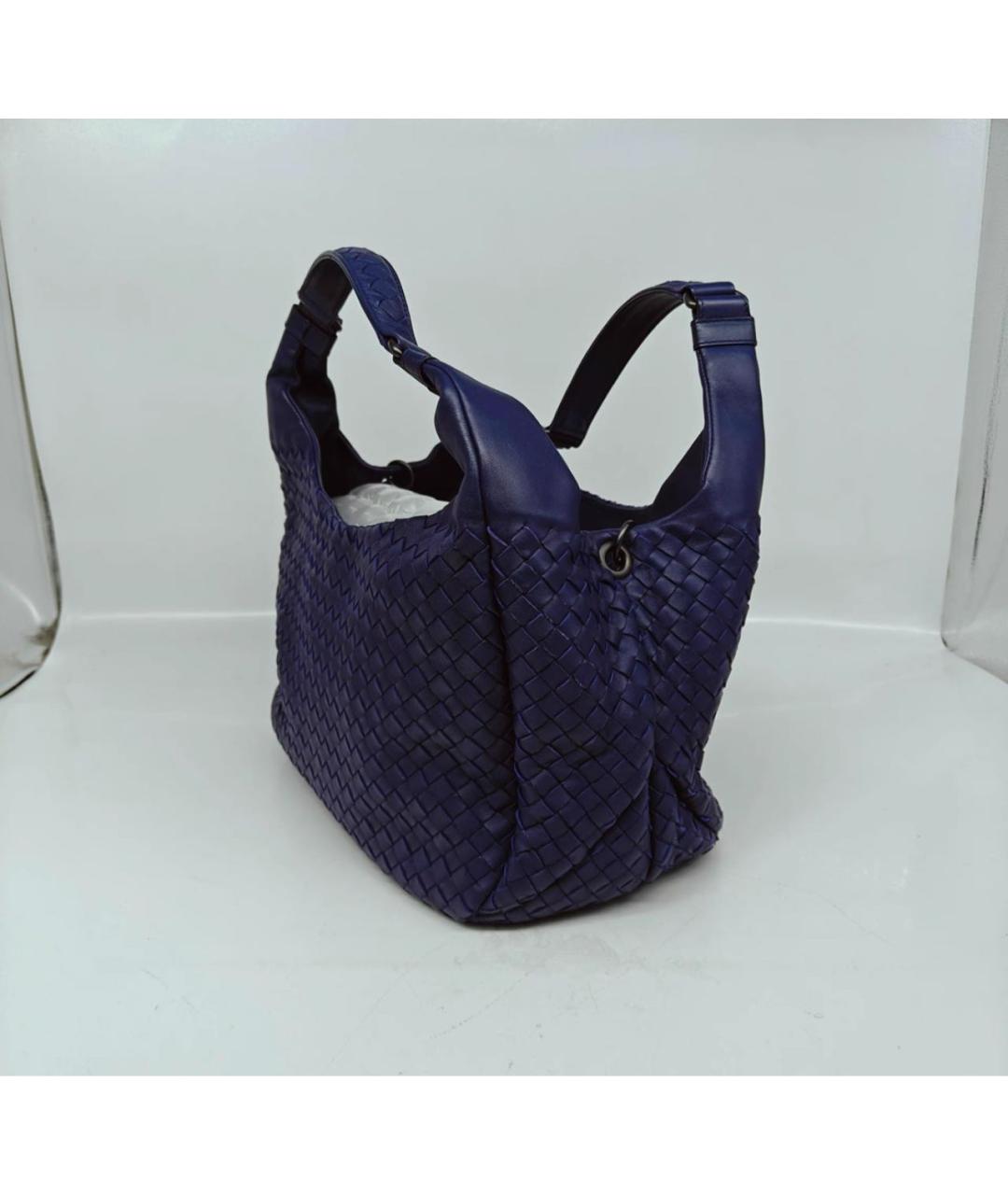 BOTTEGA VENETA Темно-синяя кожаная сумка тоут, фото 4
