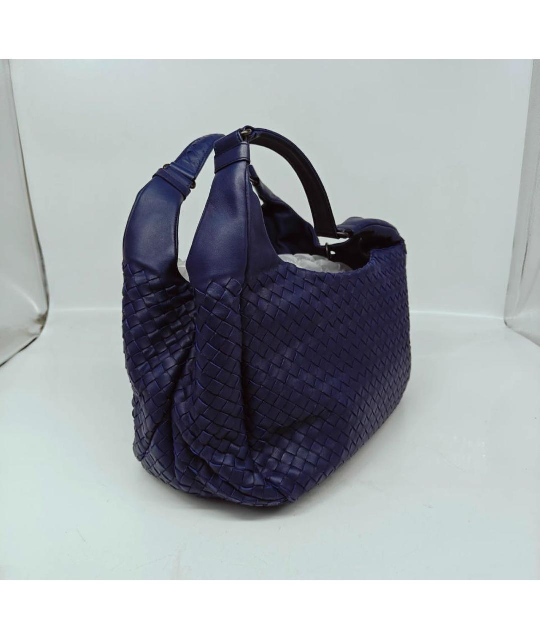 BOTTEGA VENETA Темно-синяя кожаная сумка тоут, фото 5
