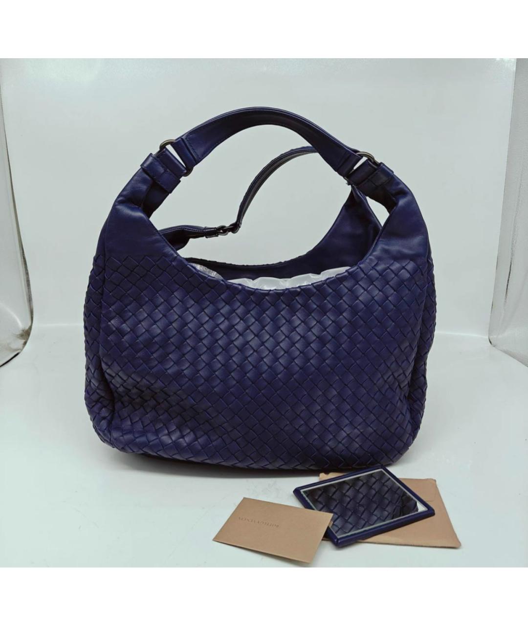 BOTTEGA VENETA Темно-синяя кожаная сумка тоут, фото 2