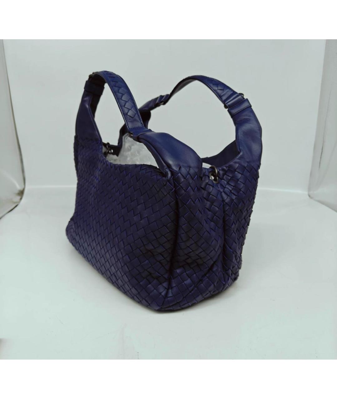 BOTTEGA VENETA Темно-синяя кожаная сумка тоут, фото 7