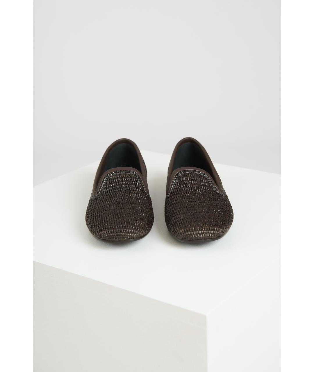 BRUNELLO CUCINELLI Коричневые текстильные лоферы, фото 5