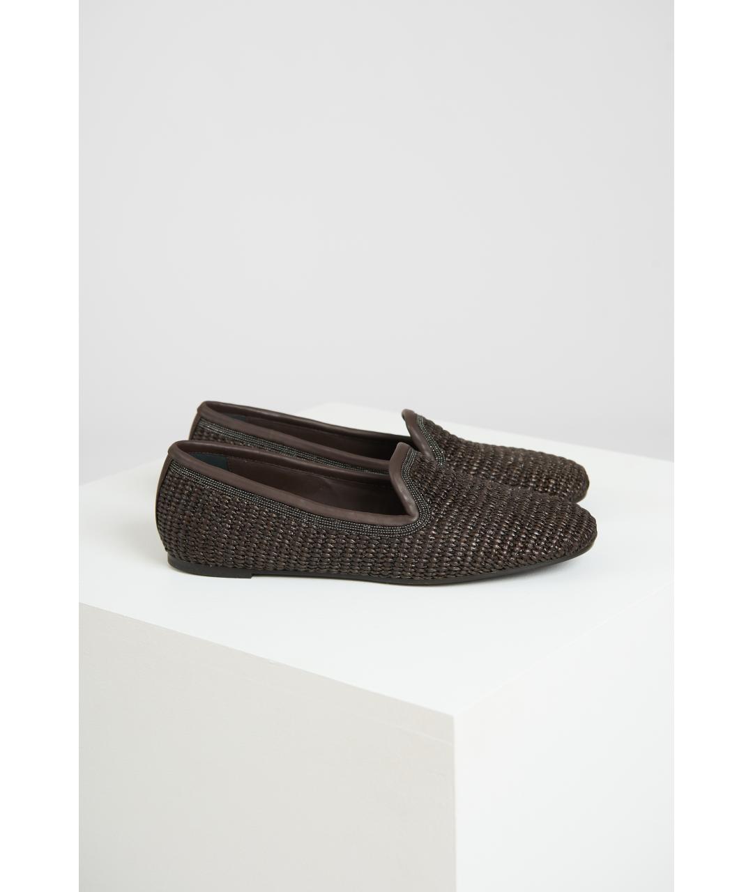 BRUNELLO CUCINELLI Коричневые текстильные лоферы, фото 3