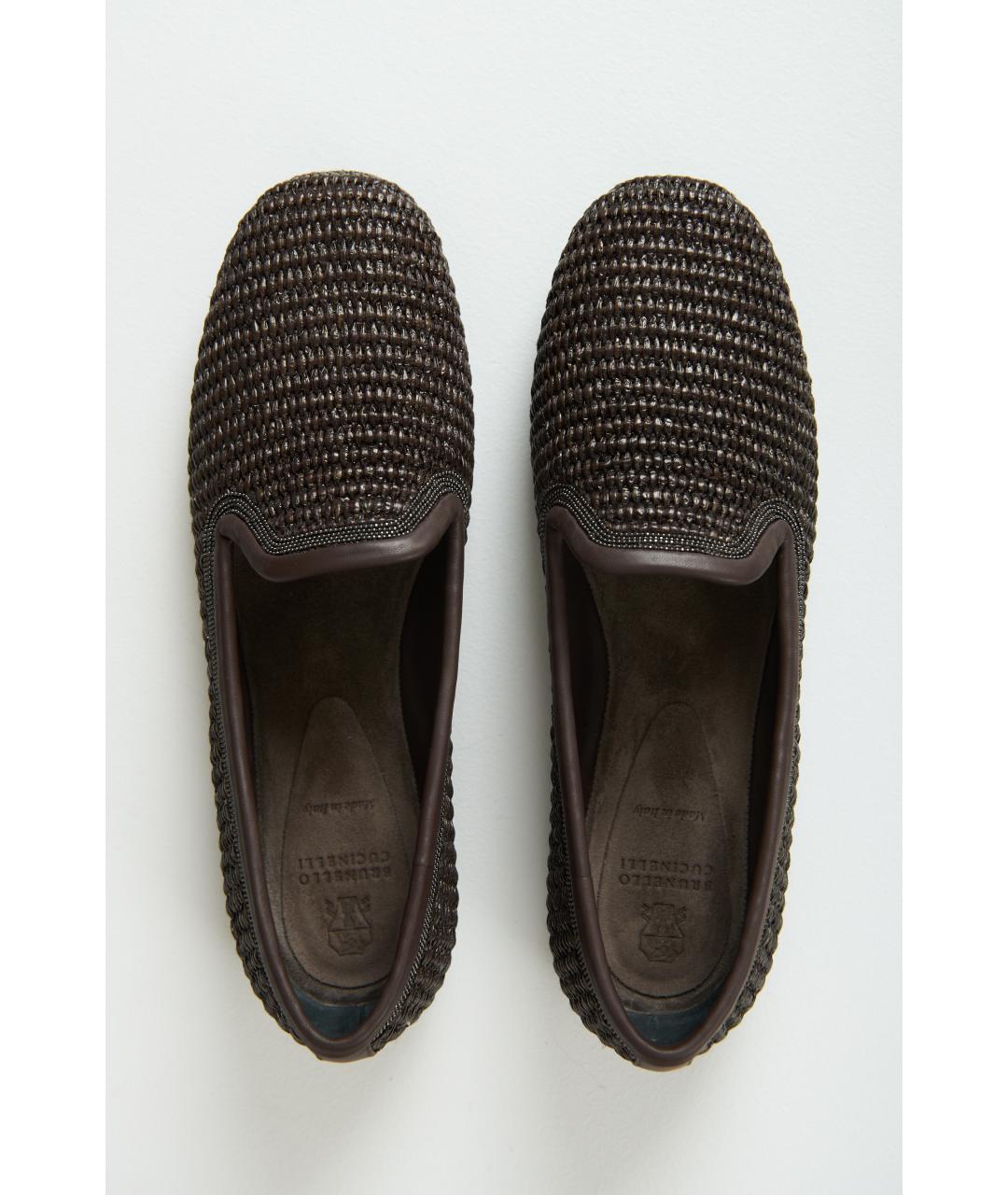 BRUNELLO CUCINELLI Коричневые текстильные лоферы, фото 6
