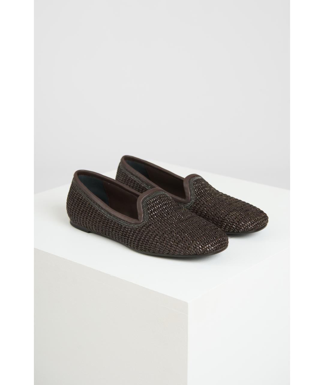 BRUNELLO CUCINELLI Коричневые текстильные лоферы, фото 2