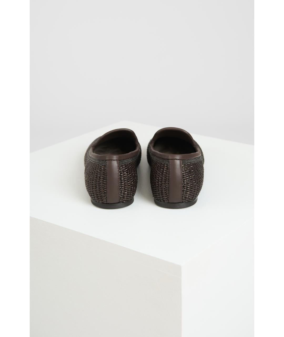 BRUNELLO CUCINELLI Коричневые текстильные лоферы, фото 4