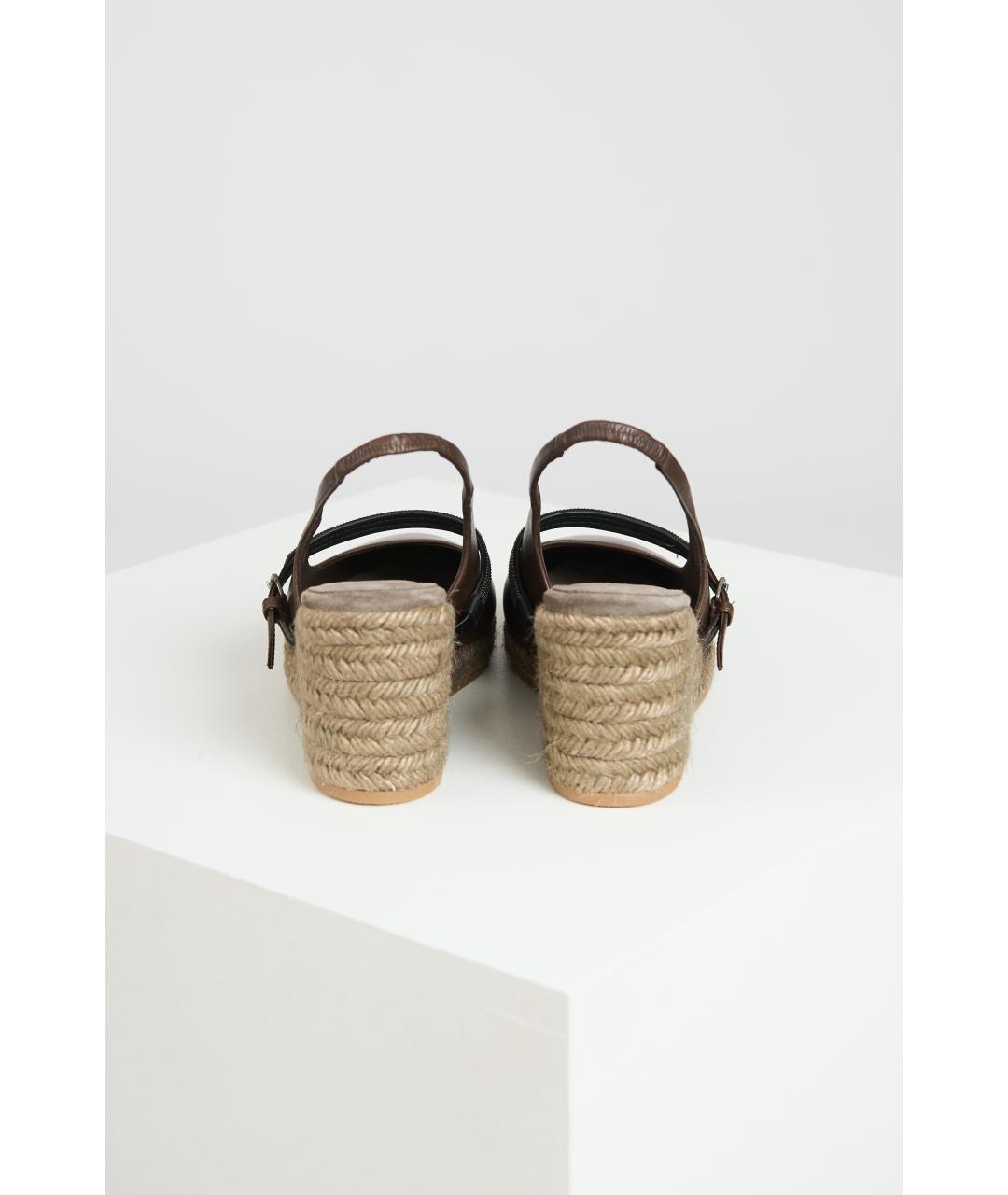 BRUNELLO CUCINELLI Коричневые кожаные босоножки, фото 4