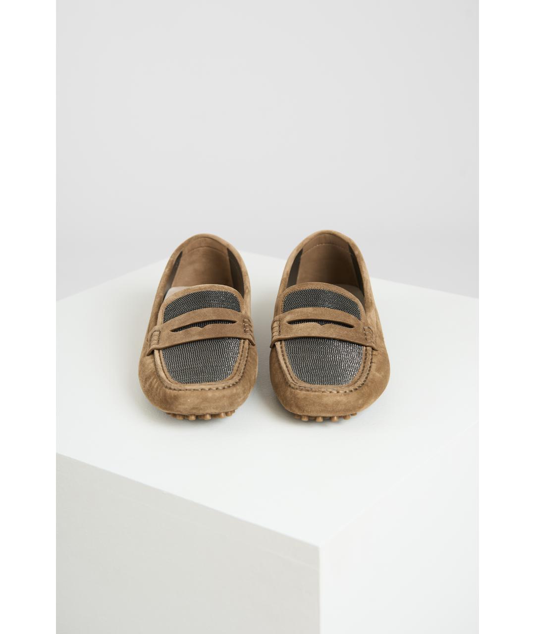 BRUNELLO CUCINELLI Коричневые кожаные лоферы, фото 4