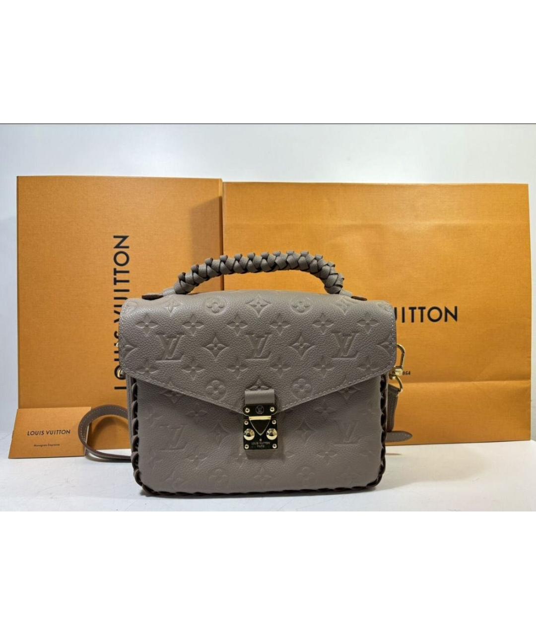 LOUIS VUITTON Серая кожаная сумка через плечо, фото 6