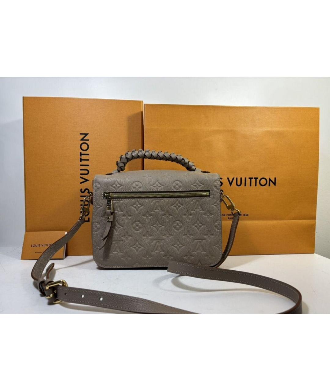 LOUIS VUITTON Серая кожаная сумка через плечо, фото 2