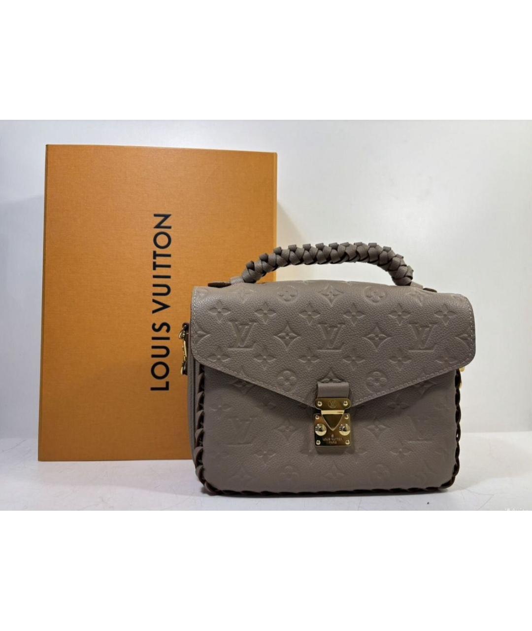 LOUIS VUITTON Серая кожаная сумка через плечо, фото 3
