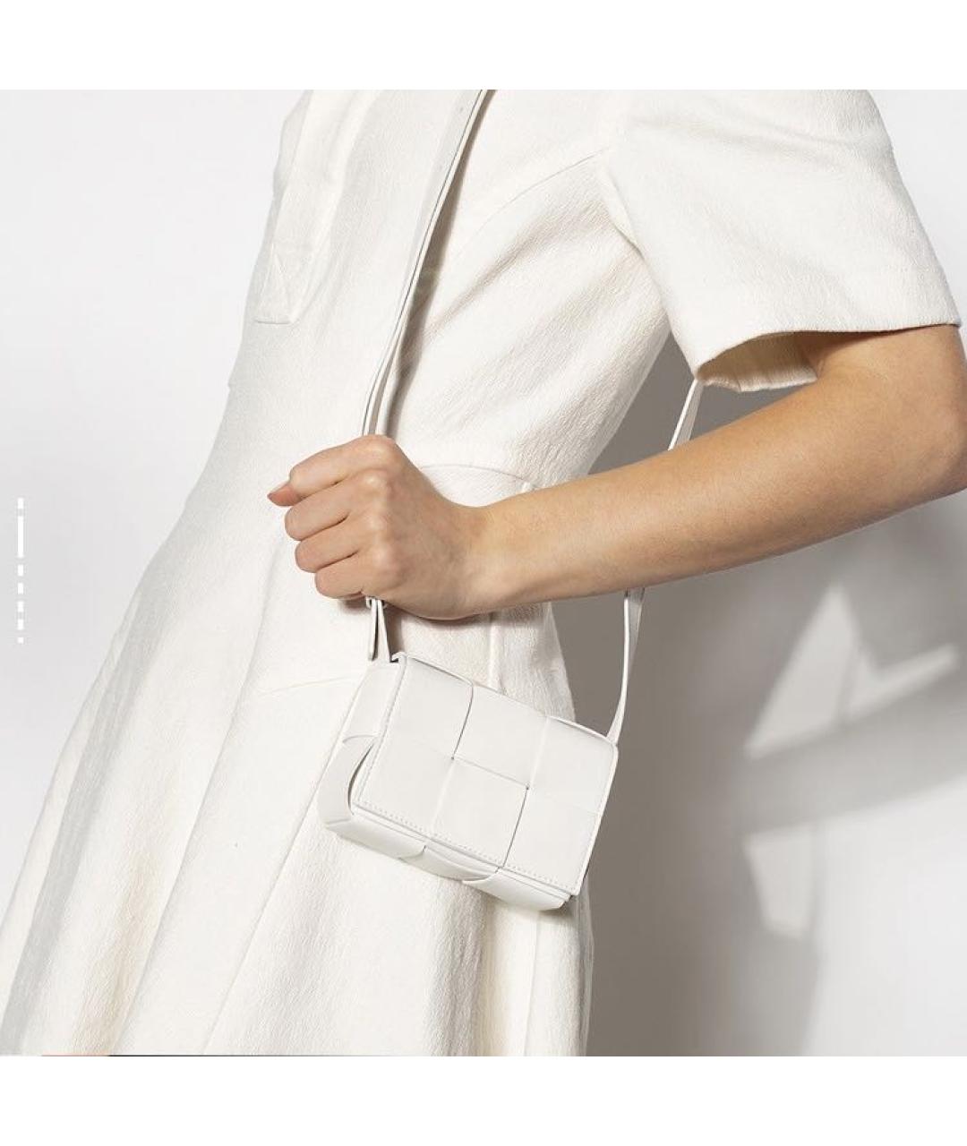 BOTTEGA VENETA Белая кожаная сумка через плечо, фото 7